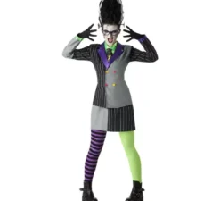 Abito a righe da donna in costume da sposa Frankenstein