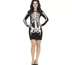 Abito corto in costume da scheletro per donna
