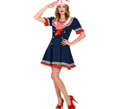 Abito da marinaio con fiocco rosso per donna
