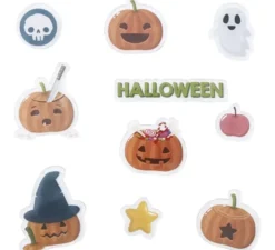 10 adesivi in gel a forma di zucca di Halloween, modelli assortiti