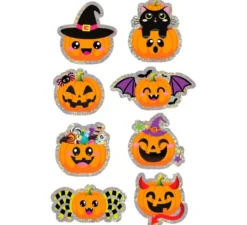 Adesivi olografici assortiti a forma di zucca di Halloween