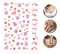 Adesivo Cuori Rosa per Unghie e Pelle