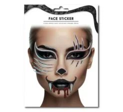 Adesivo facciale alla moda felina sanguinante