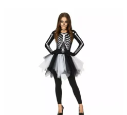 Affascinante costume da Scheletro con gonna in tulle per donna
