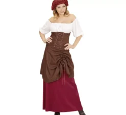 Allegro costume medievale da locandiere per donna