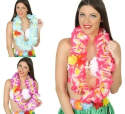 Ampia collana hawaiana in 3 colori assortiti