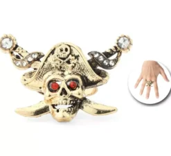 Anello pirata con teschio e spade