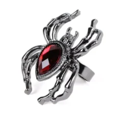 Anello ragno in metallo finto rubino