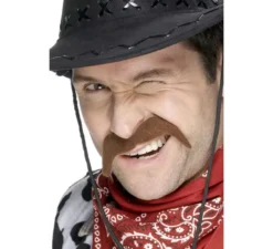Baffi da cowboy marrone per uomo