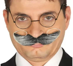 Baffi dai capelli grigi con adesivo