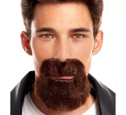 Baffi e pizzetto con barba da motociclista marrone