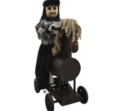 Bambola su cavallo a dondolo con luce, suono e movimento, 88 cm