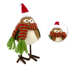 Bambola Uccello Natale Marrone 18cm