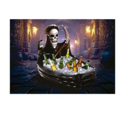 Bara con teschio della morte in frigorifero gonfiabile 100x35 cm