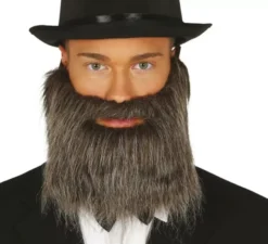 Barba e baffi grigi con fascia elastica
