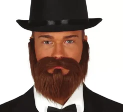 Barba e baffi marroni con fascia elastica