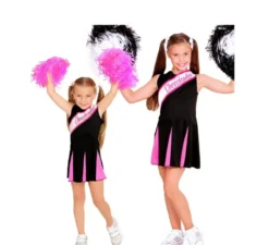 Bellissimo costume da cheerleader nero e rosa per bambina