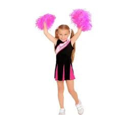 Bellissimo costume da cheerleader nero e rosa per bambina