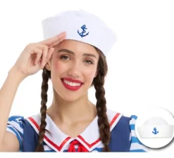 Berretto da marinaio bianco con ancora