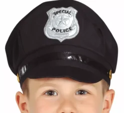 Berretto da polizia in tessuto nero per bambini