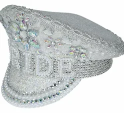 Berretto da poliziotto da sposa in argento con strass per adulto