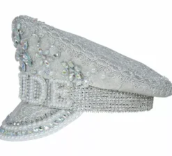 Berretto da poliziotto da sposa in argento con strass per adulto