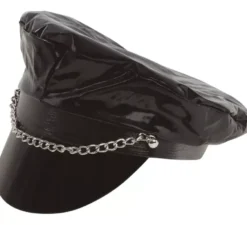 Berretto da sado o motociclista in vinile nero