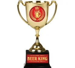Bicchiere Beer King oro e rosso 18 cm
