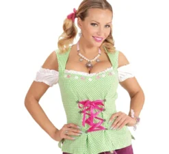 Blusa bavarese verde e rosa da donna