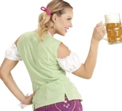 Blusa bavarese verde e rosa da donna