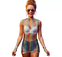 Body a rete multicolore da donna