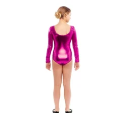 Body fucsia a maniche lunghe o jersey metal per bambina