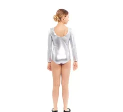 Body o body argentato a maniche lunghe per ragazza