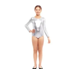 Body o body argentato a maniche lunghe per ragazza