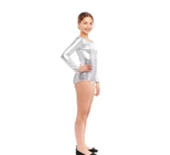 Body o body argentato a maniche lunghe per ragazza