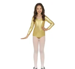 Body o body color oro metallizzato a maniche lunghe per bambini