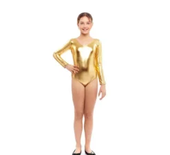 Body o body dorato a maniche lunghe per ragazza