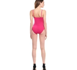 Body o body lavorato a maglia con spalline fucsia da donna