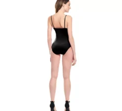 Body o body lavorato a maglia con spalline nere da donna
