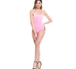 Body o body lavorato a maglia con spalline rosa da donna