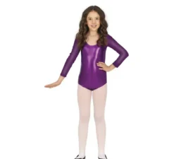 Body o body lilla metallizzato a maniche lunghe per bambini