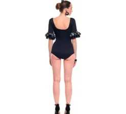 Body o body Sevillana con Lunar Ruffle bianco e nero da donna
