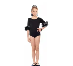 Body o body Sevillana con Lunar Ruffle bianco e nero per ragazza