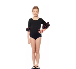 Body o body Sevillana con Lunar Ruffle nero e rosso per ragazza