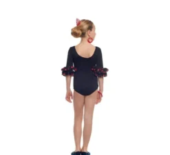Body o body Sevillana con Lunar Ruffle nero e rosso per ragazza