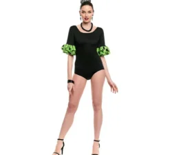 Body o body Sevillana con Lunar Ruffle nero e verde da donna