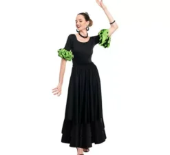 Body o body Sevillana con Lunar Ruffle nero e verde da donna