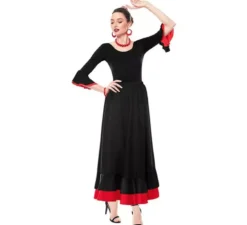 Body o body Sevillana con volant nero e rosso da donna