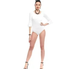 Body o body Sevillana in lycra con volant bianco da donna