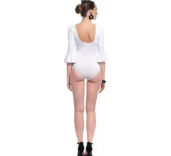 Body o body Sevillana in lycra con volant bianco da donna